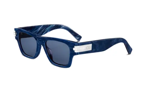 DIOR Plate Frame Square Sunglasses Men's Blue