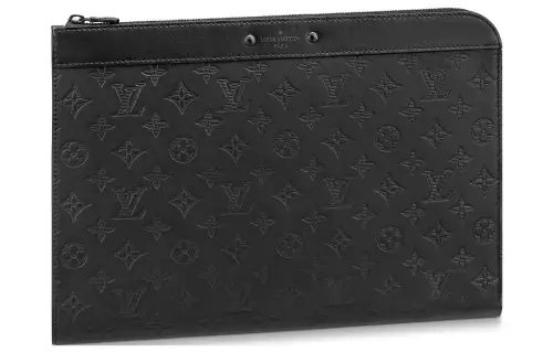 LOUIS VUITTON Cow Leather Clutch Men's Black