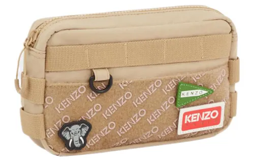 KENZO Nylon One Shoulder Crossbody Fanny Pack Women's Beige