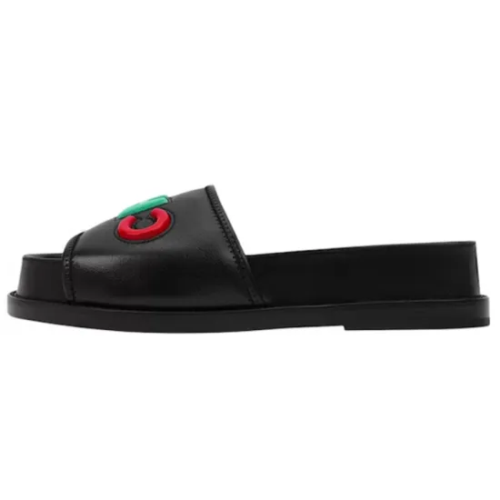 CHANEL Logo Mule Sandal Black Leather Women's