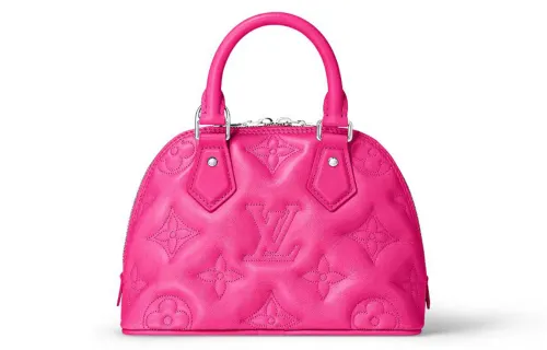 LOUIS VUITTON Alma Embroidery Quilting Calfskin Dome Bag, Shoulder Bag, Crossbody Bag, Handbag Small Women's Pink