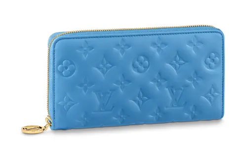 LOUIS VUITTON Zippy Lambskin Wallet Women's Blue