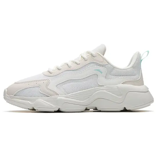 ANTA Casual Shoes Women's Low-Top Ivory White/Muddy Sand Grey/Ice Pink Blue