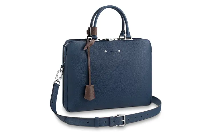 LOUIS VUITTON ARMAND Cow Leather Briefcase, Shoulder Bag, Crossbody Bag, Handbag Regular Men's Marine Blue