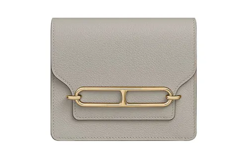HERMES Roulis Evercolor Calfskin Wallet Women's 8L Beton Glacier White