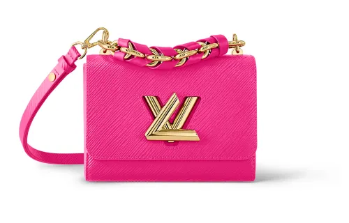 LOUIS VUITTON Twist Leather Shoulder Bag, Crossbody Bag Small Women's Pink