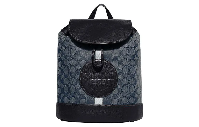 COACH Dempsey Fabric With Pebbled Cow Leather Backpack Women's Dark Blue