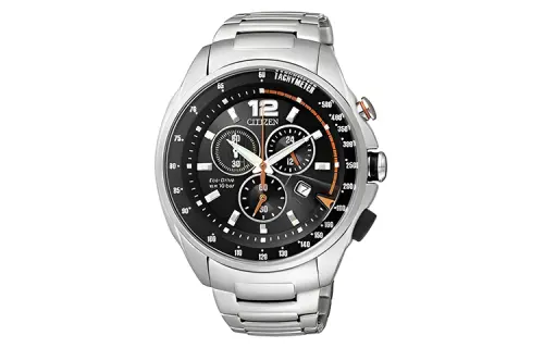 CITIZEN Light Powered Quartz Movement Stainless Steel Strap Watch 46mm Men's Watches Black Dial