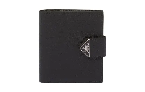 PRADA Saffiano Leather Card Holder Wallet Women's Black