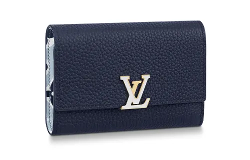 LOUIS VUITTON Capucines Leather Kapris Card Holder, Wallet, Zero Wallet Women's Blue
