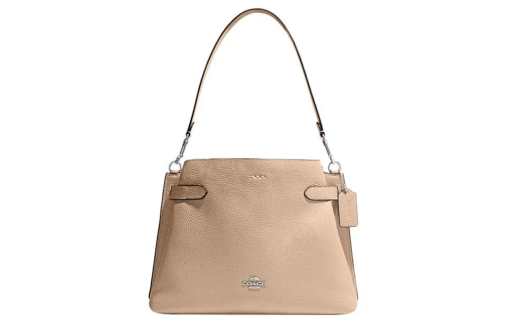 COACH Hanna Cow Leather Shoulder Bags Large Women's Beige