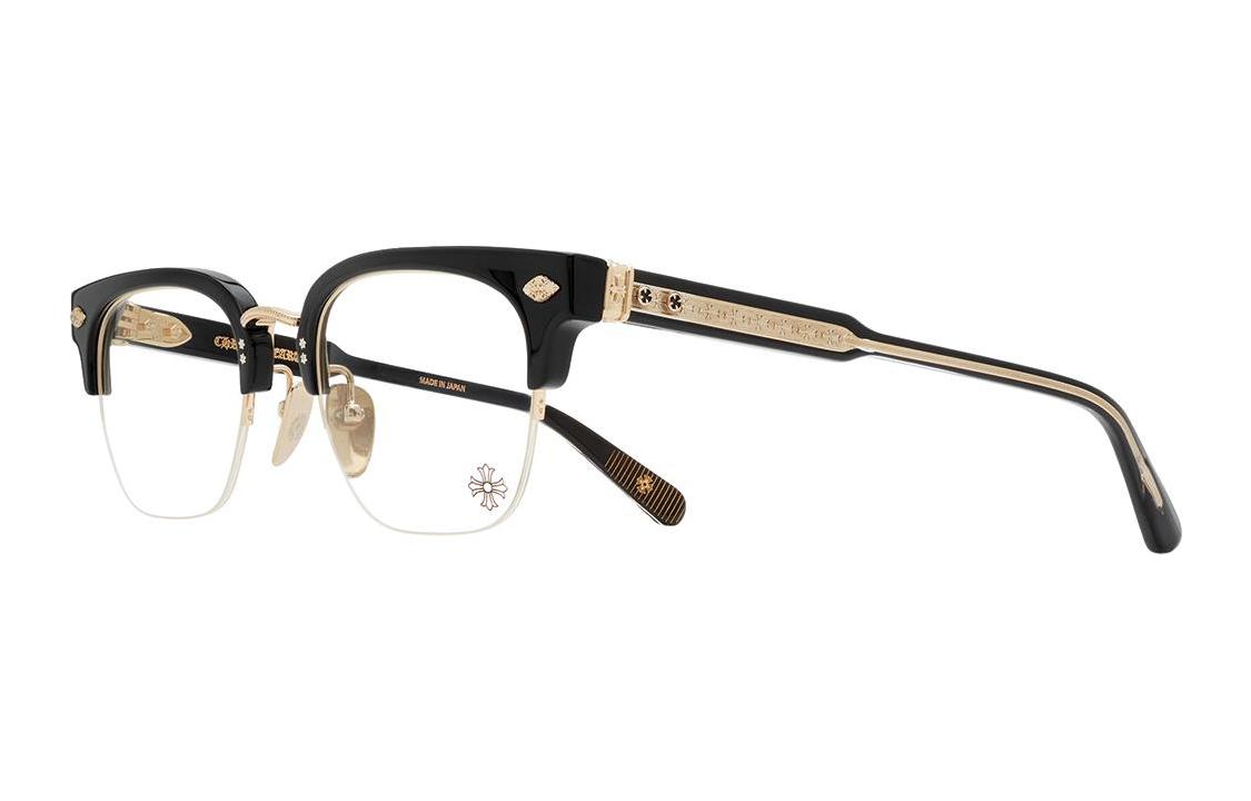 Chrome Hearts Oval Alloy Square Eyeglass Frames Unisex Black