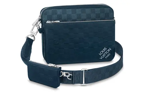 LOUIS VUITTON TrioMessenger Leather Paneled Canvas Messenger Bag, Shoulder Bag, Crossbody Bag Regular Men's Dark Blue