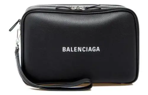 Balenciaga Leather Handbag Clutch Men's Black