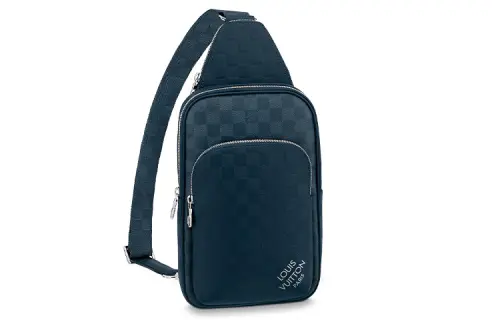 LOUIS VUITTON Canvas With Leather Sling Bag Men's Dark Blue
