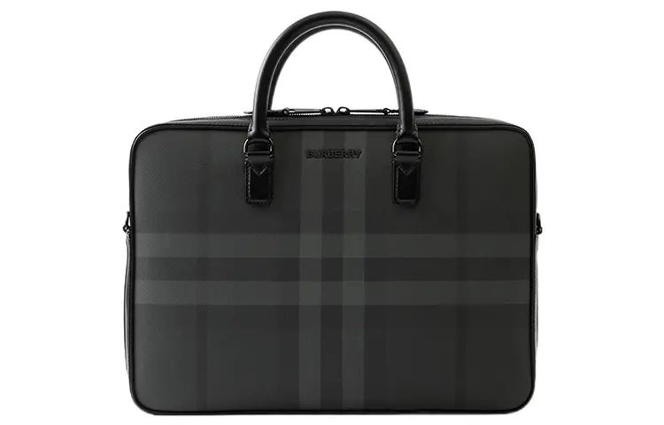 Burberry Calfskin Decoration Handbag, Shoulder Bag, Crossbody Bag, Briefcase Men's Charcoal Black