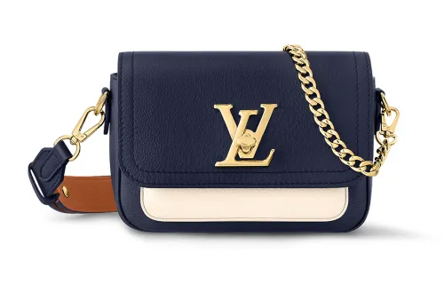 LOUIS VUITTON Lockme Tender Grained Calfskin Crossbody Bag, Shoulder Bag Women's Marine Blue