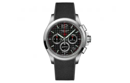 LONGINES Quartz Movement 50m Waterproof Men's Watches Watch 42mm Black Dial Stainless Steel Case Rubber Strap
