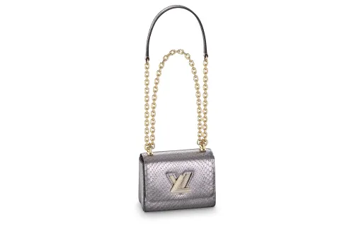 LOUIS VUITTON Twist Shiny Python Skin Shoulder Bag, Crossbody Bag Mini Women's Bright Purple