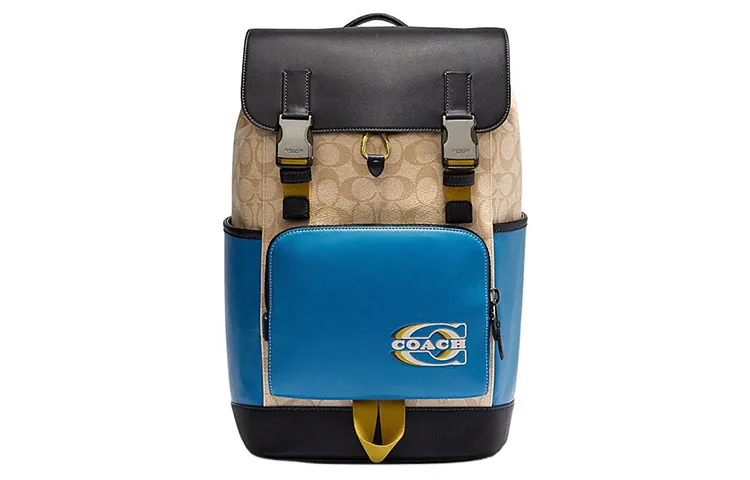 COACH Track Fabric Backpack Backpacks Large Men's Blue Black