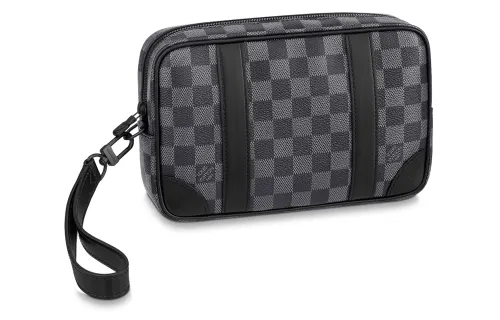 LOUIS VUITTON Graphite Canvas With Leather Clutch Men's Black/Gray