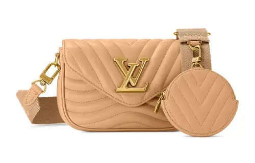 LOUIS VUITTON New WaveMulti Pochette Accessoires Cow Leather Crossbody Bag, Shoulder Bag Women's Light Brown