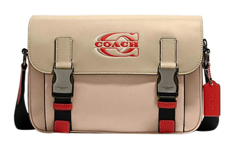 COACH Track Cow Leather Crossbody Bags Large Men's Beige