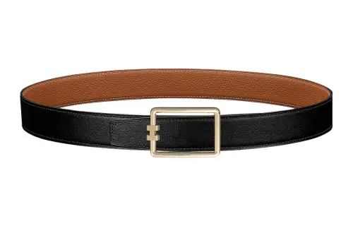 HERMES Leather Belts Men's Width 3.2cm