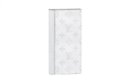 LOUIS VUITTON Brazza Canvas With Leather Wallet Large Men's White