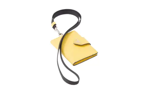 PRADA Saffiano Leather Card Holder Men's Yellow