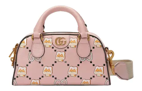 GUCCI Ophidia Leather Shoulder Bag, Crossbody Bag, Handbag Mini Women's Light Pink