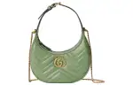 GUCCI GG Marmont Leather Handbag, Shoulder Bag Women's Gray Green