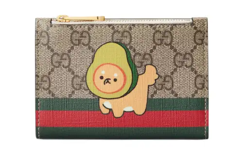 GUCCI Canvas Wallet Women's Beige/Ebony