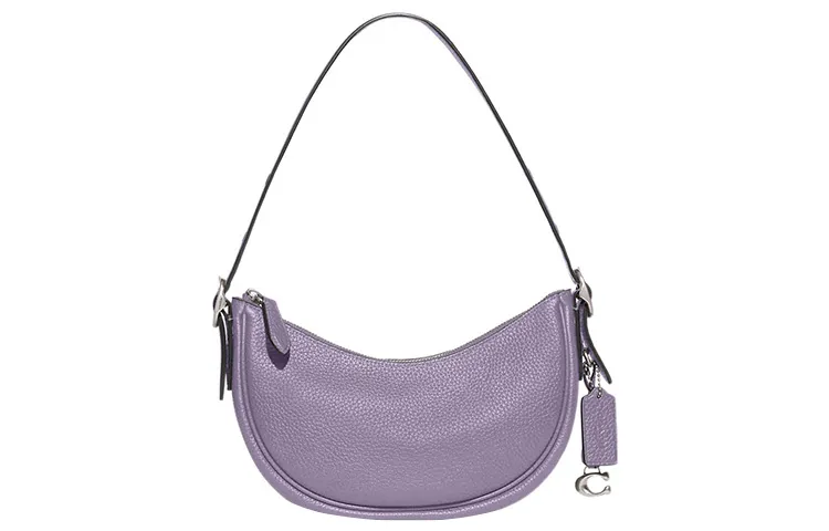 COACH Luna Soft Pebbled Leather Portable Crossbody Bag, Shoulder Bag Women's Purple
