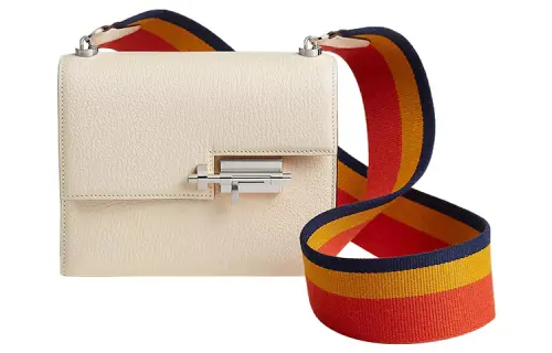 HERMES Verrou Mysore Goat Skin With Canvas Strap Verrou Bag Crossbody Bag Mini Women's Cream White