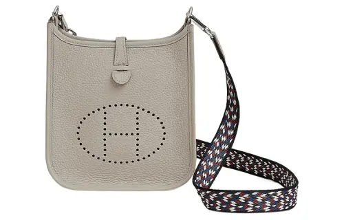 HERMES Evelyne Clemence Bullock Leather Crossbody Bag, Shoulder Bag 16 Women's Glacier White