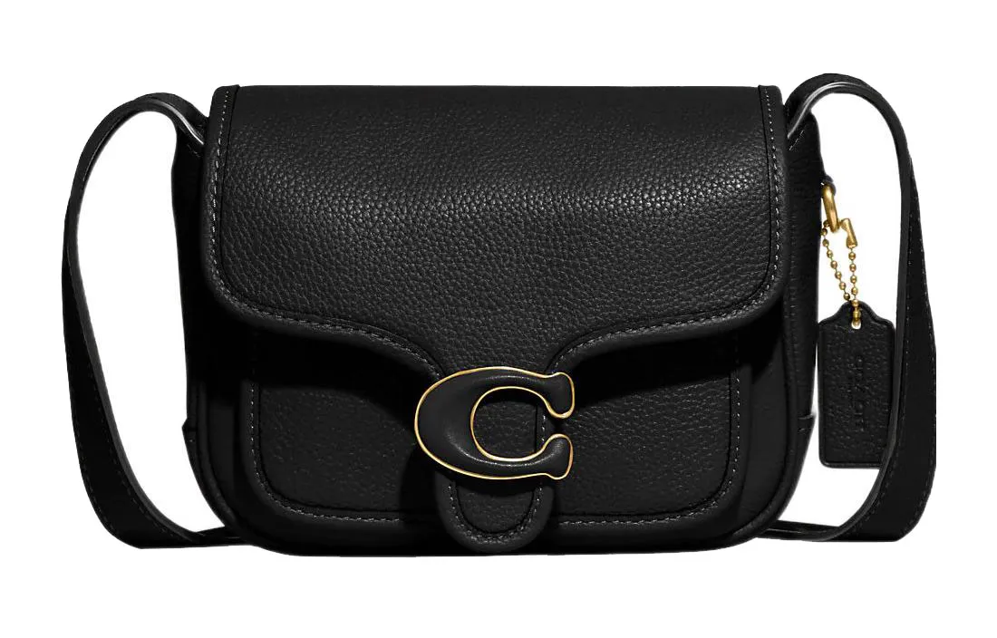 COACH Tabby Pebbled Leather With Refined Calfskin Shoulder Bag, Crossbody Bag Small Women's Black