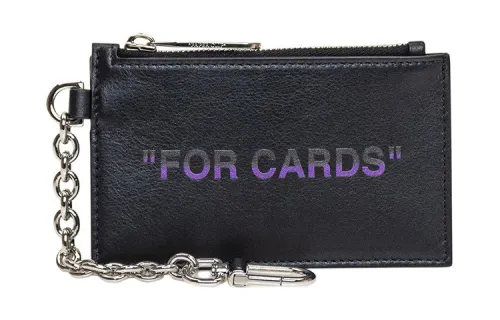 【Previous Season】Quote-print leather cardholder