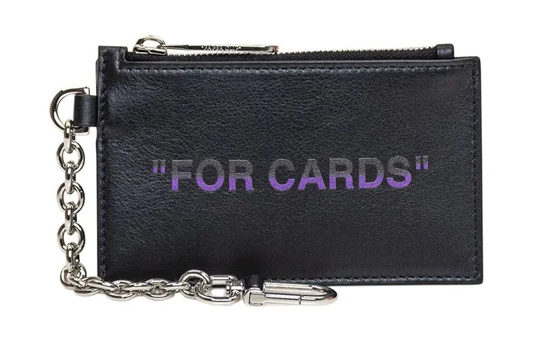 【Previous Season】Quote-print leather cardholder