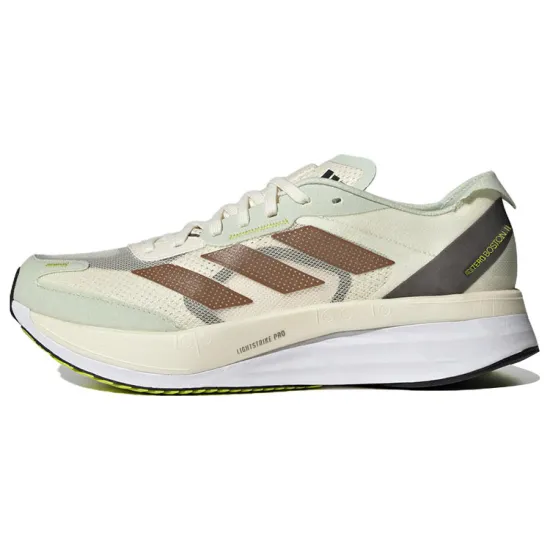 Adidas Adizero Boston 11 Running Shoes Unisex Low-top Rice/cyan