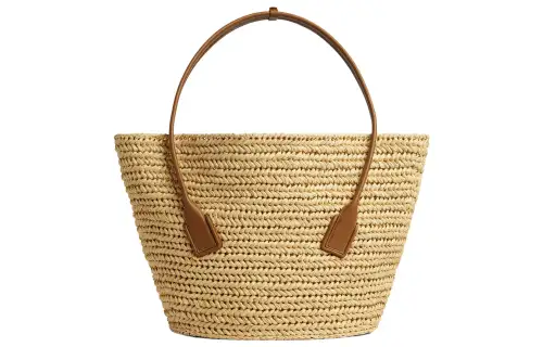 Bottega Veneta Arco Leather Handbag, Shoulder Bag Large Women's Natural/Wood Color
