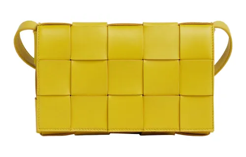 Bottega Veneta CASSETTE Sheepskin Crossbody Bag, Shoulder Bag Women's Pollen Yellow