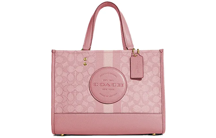 COACH Dempsey Fabric With Cow Leather Tote Handbag Large Women's Pink