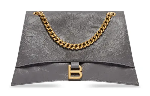 Balenciaga Crush Cow Leather Portable Crossbody Bag, Shoulder Bag Women's Gray