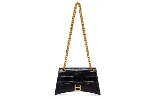 Balenciaga Crush Cow Leather Portable Crossbody Bag, Shoulder Bag Women's Black
