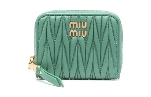 MIU MIU Calfskin Card Holder, Wallet Women's Green