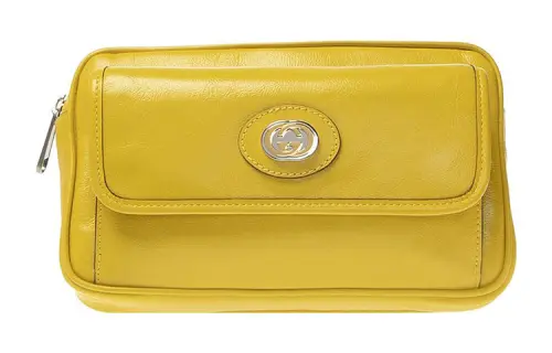 GUCCI Leather Sling Bag, Fanny Pack Regular Unisex Yellow