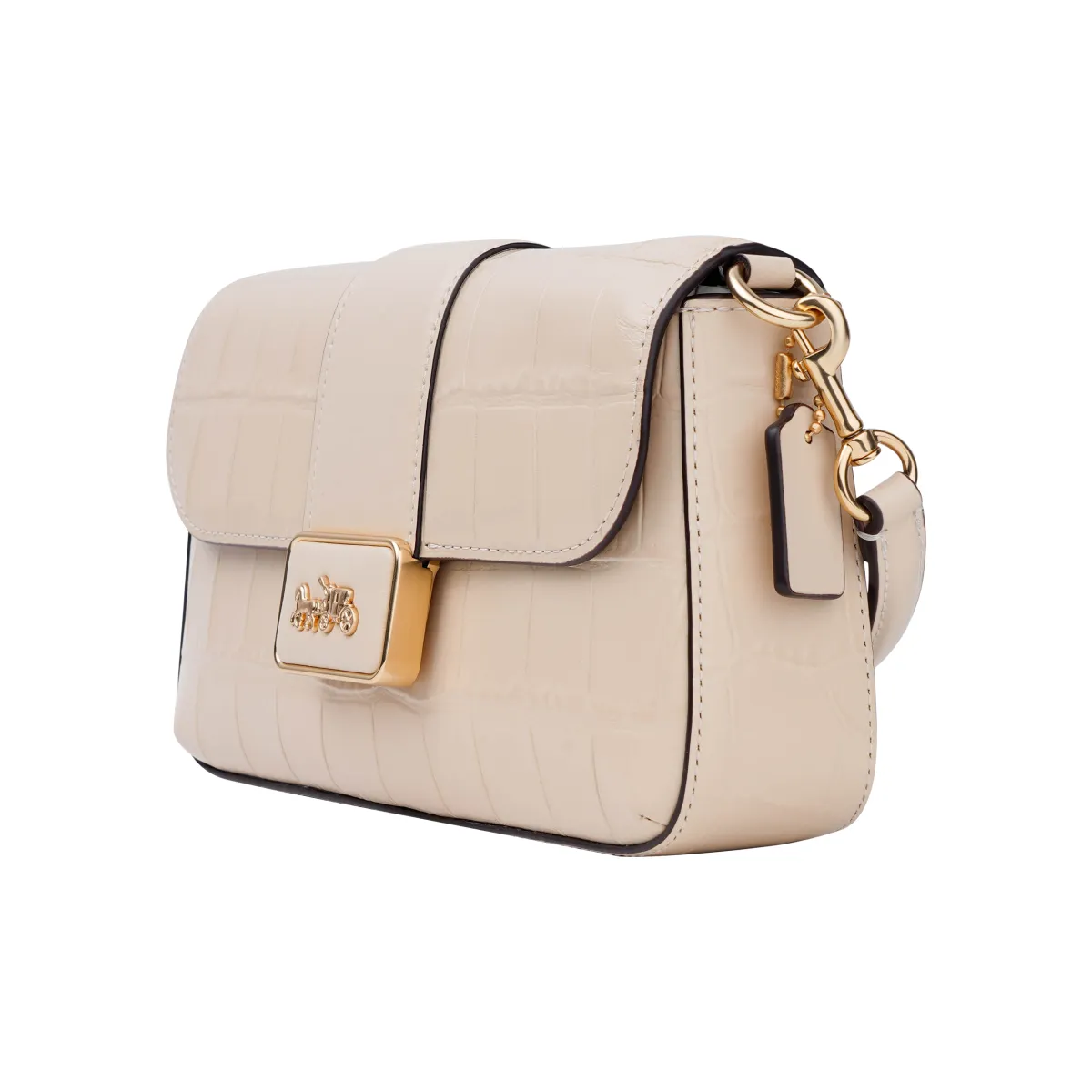 COACH Grace Crocodile Embossed Leather Handbag, Shoulder Bag, Crossbody Bag Mini Women's Ivory White
