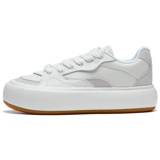 LiNing Puff Platform Anti Slip Wear Resistant Low Top Skateboard Shoes Women's Ecru