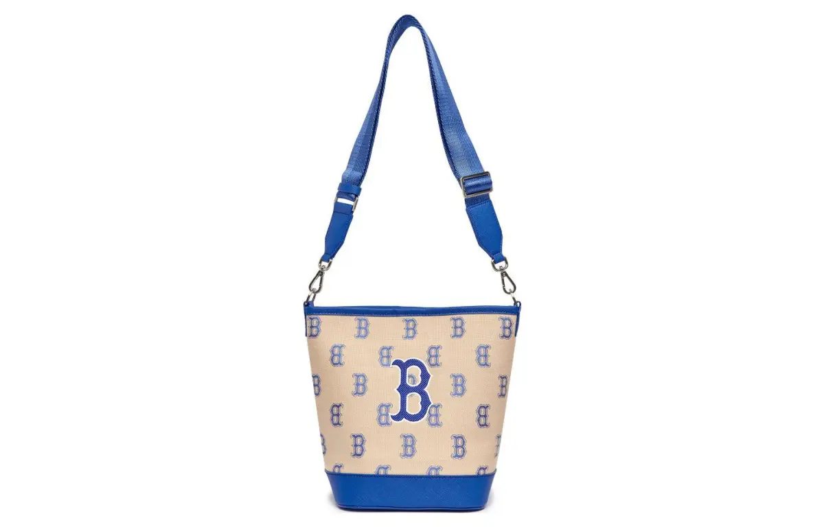 MLB Polyester Shoulder Bag, Crossbody Bag Large Women's Blue & Beige